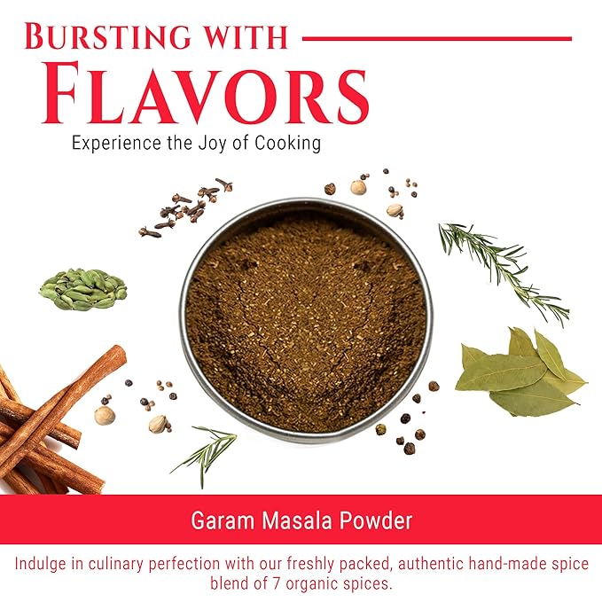 Garam Masala Powder Indian Food Seasoning, Organic 7 Spice Blend, All Natural, Gluten free, Salt