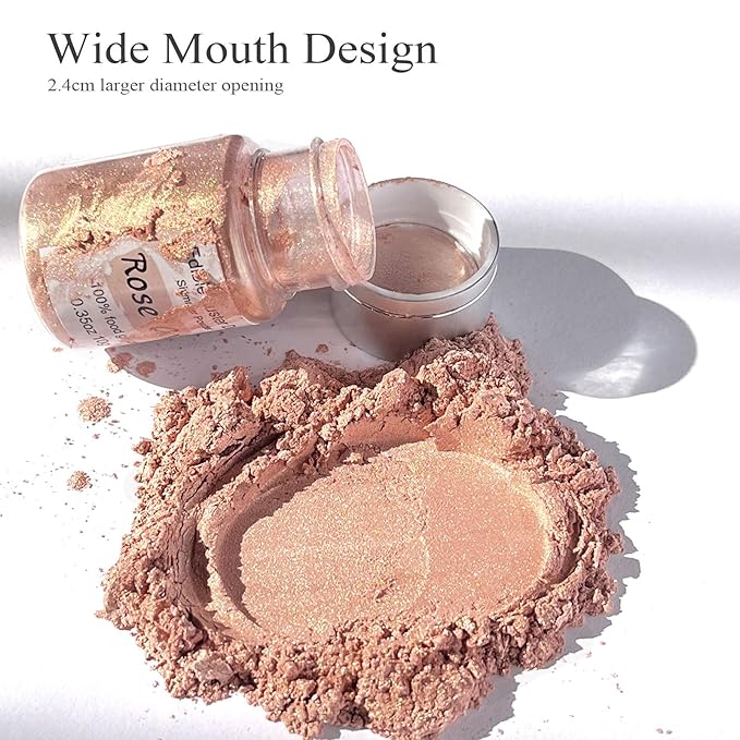 Rose Gold Luster Dust Edible Glitter for Cocktails ??10g Colaele Edible Shimmering Dust for