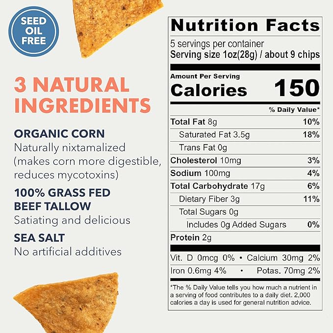 MASA CHIPS - Tortilla Chips Snack Pack - Seed Oil Free, Naturally Grown Corn Chips - Low Carb