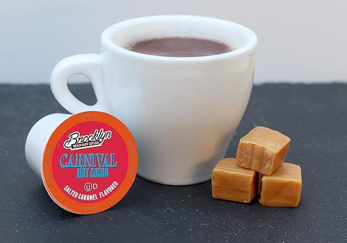 Brooklyn Beans Carnival Chocolate Salted Caramel Hot Cocoa Pods, Compatible with K Cup Brewers