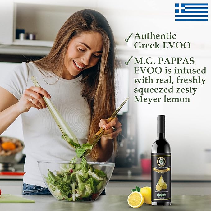 M.G. PAPPAS High Polyphenol Rich Meyer Lemon Olive Oil - Extra Virgin Olive Oil Polyphenol over