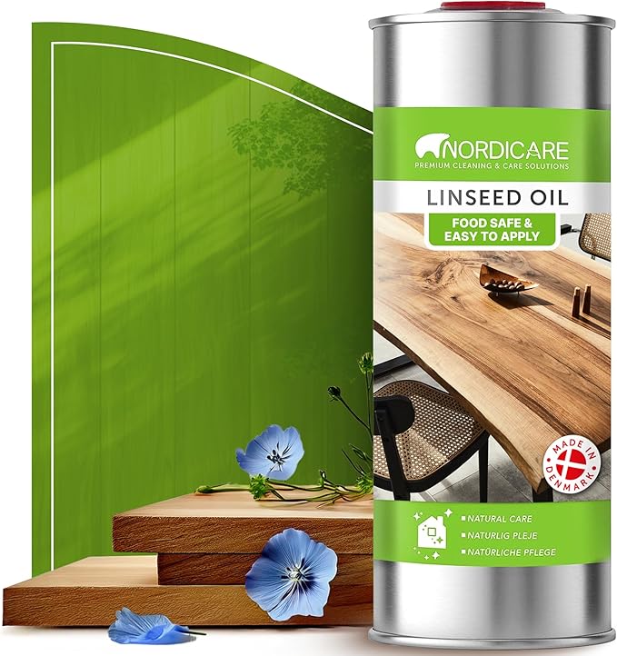 Nordicare [1L] Linseed Oil for Wood Protection I Linseed Oil Varnish Wood Oil for Indoor I Boiled