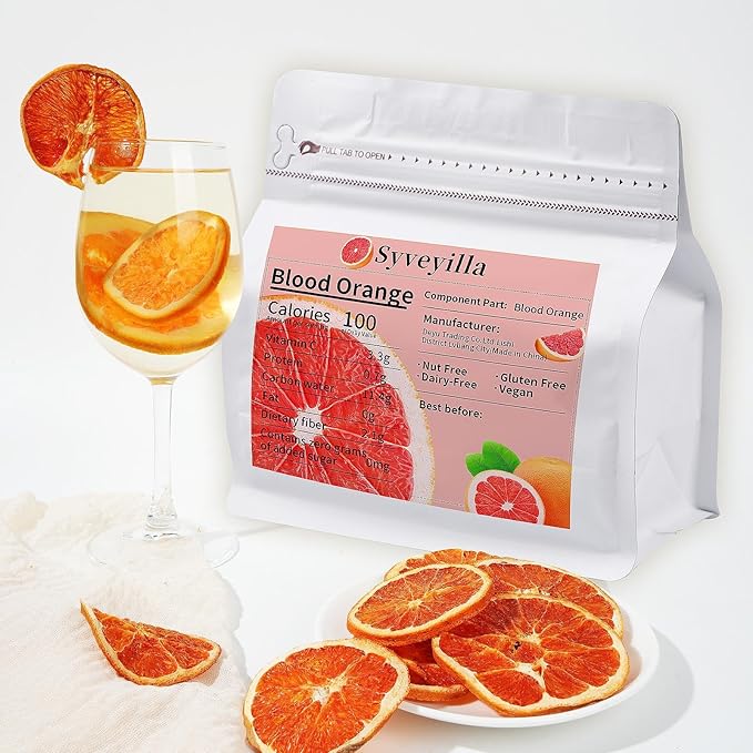 Dried Blood Orange Slices,Dehydrated Blood Orange Slices 8.82oz/250g Perfect for Cocktails,Fruit