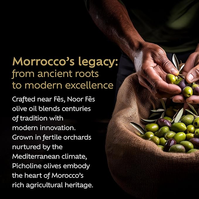 NOOR FÈS USDA Organic | 20+ Awards 584 mg/kg Polyphenol Rich | Premium Extra Virgin Olive Oil |