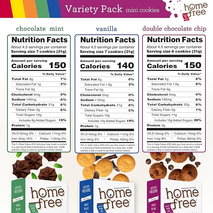 Homefree Treats — Vegan Cookies Variety Pack – Allergy Safe School Snacks – Peanut Free, Gluten