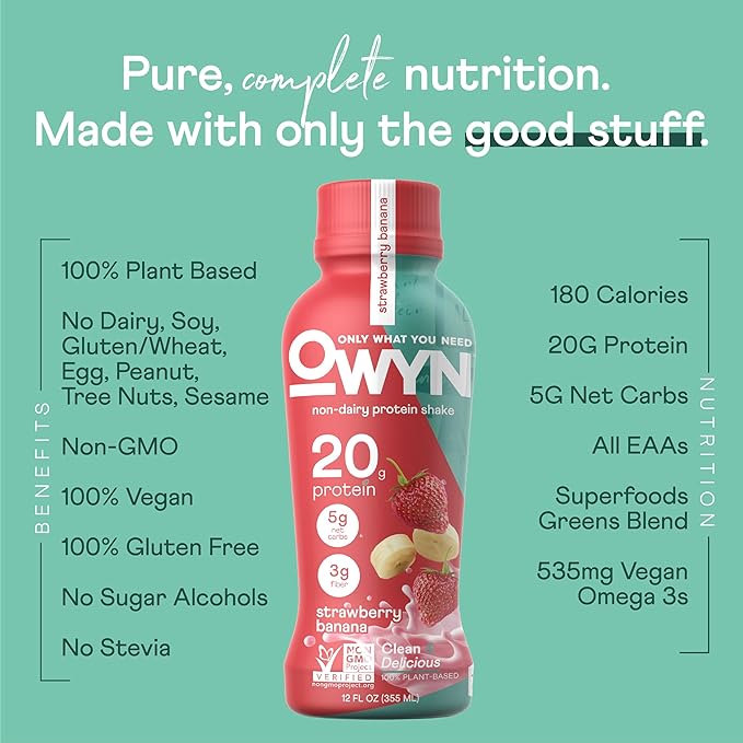 OWYN Only What You Need Protein Shake, 20g Vegan Protein, Ready to Drink, Dairy Free, Great Taste