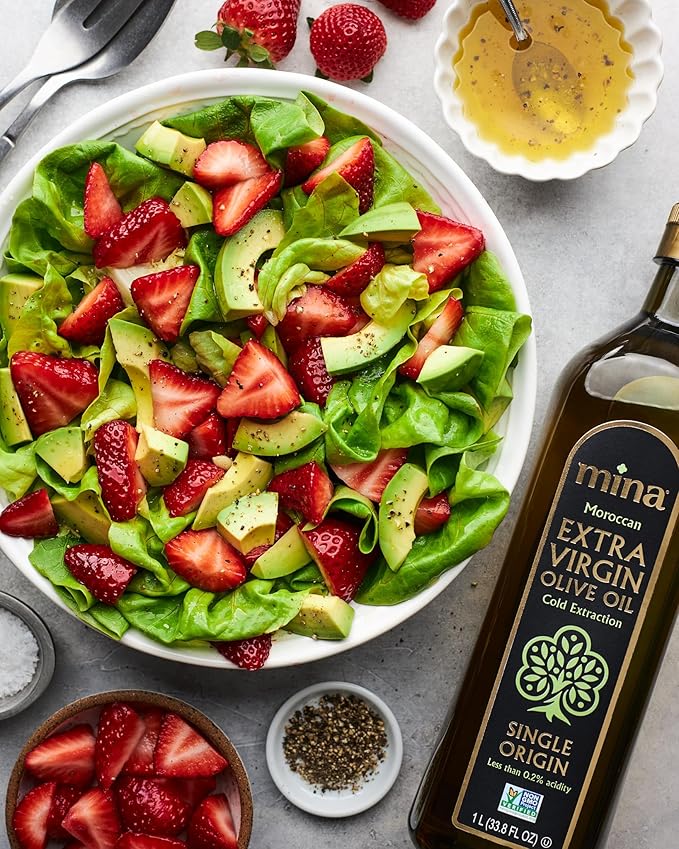 Mina Olive Oil Extra Virgin 33.8 Fl Oz, New Harvest, Polyphenol Rich Olive Oil for Cooking