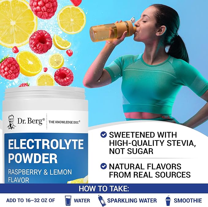 Dr. Berg Zero Sugar Hydration Keto Electrolyte Powder - Enhanced w/ 1000 mg of Potassium & Real