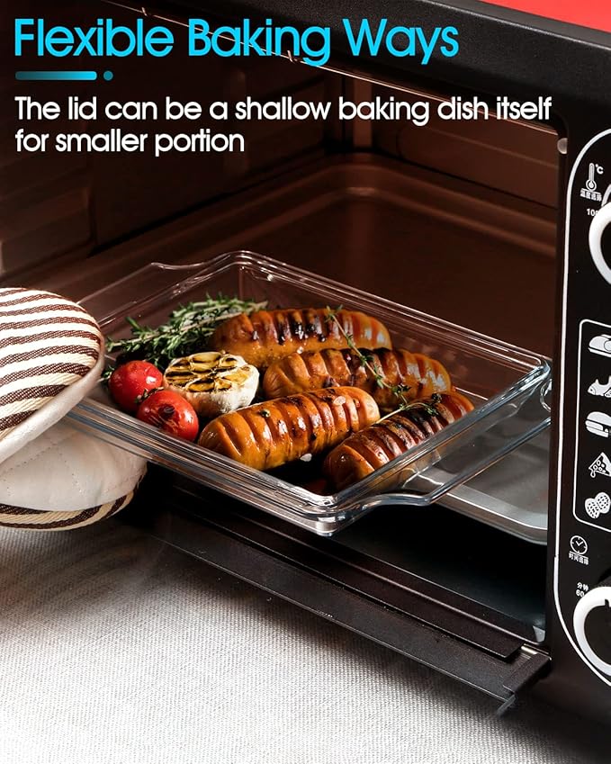 NUTRIUPS Rectangular Glass Casserole Dish With Lid Glass Bakeware Microwave Casserole Dish Lidded