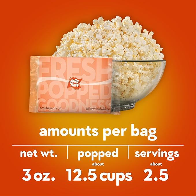 Jolly Time Healthy Pop Buttery Microwave Popcorn, Low Fat Gluten Free Non-GMO, 3oz Sharing Bag, 3