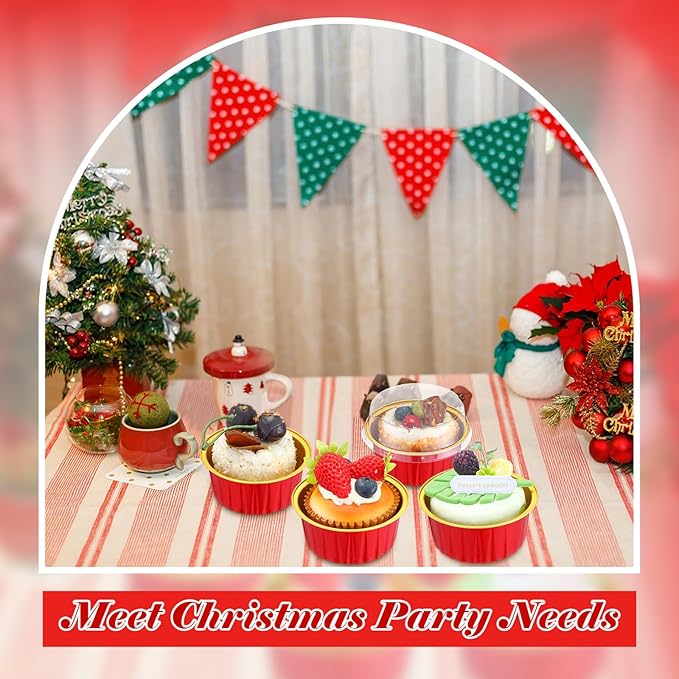Gejoy 400 Pcs Aluminum Foil Baking Cups with Lids 5 oz Disposable Ramekins Mini Cake Pans Creme