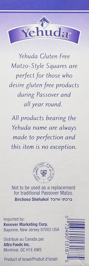 Yehuda Matzo-Style Squares, Gluten Free, 10.5 oz