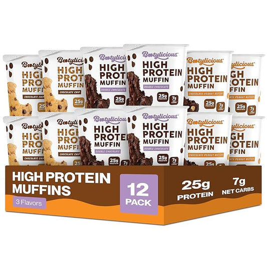 Bootylicious | High-Protein Muffin | 25g Protein, 7g Net Carbs, Low Glycemic Index, 12-Pack