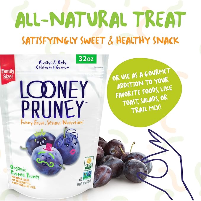 Looney Pruney Organic Pitted Dried Prunes for the Entire Family | Always California-Grown | Kosher
