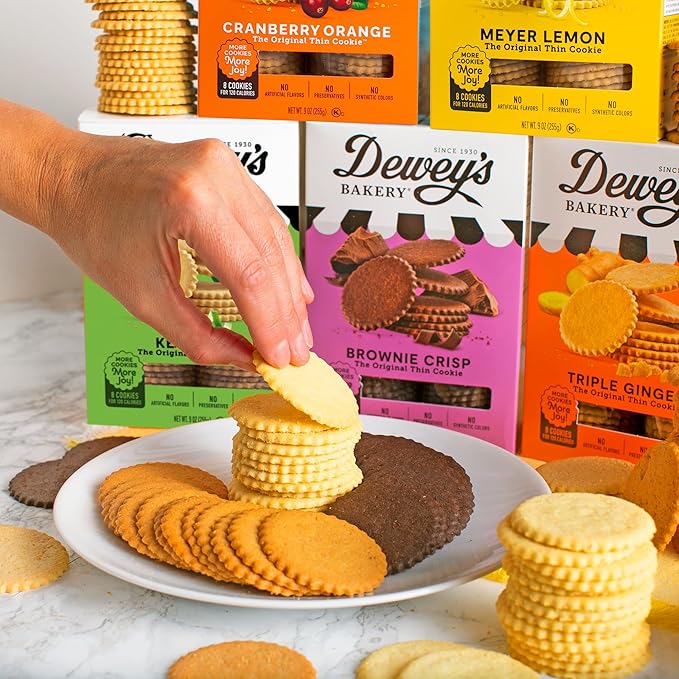 Dewey's Bakery Brownie Crisp Moravian Cookie Thins, Bakery Fresh with Real Simple Ingredients, Low