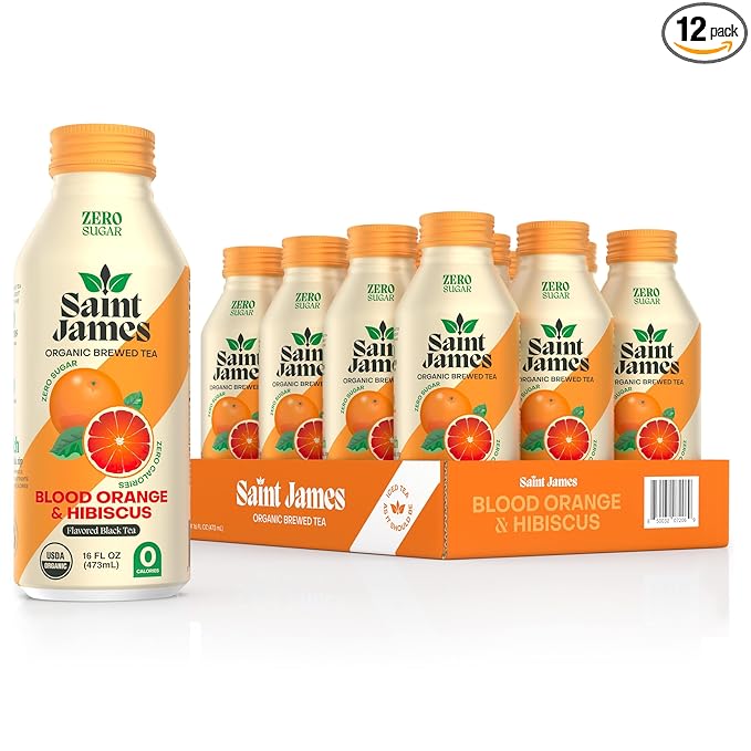 Saint James Iced Tea - Organic Black Tea - Non-GMO, Gluten Free, Zero Calorie, Zero Sugar - Blood