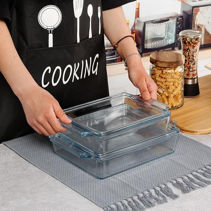 NUTRIUPS Rectangular Glass Casserole Dish With Lid Glass Bakeware Microwave Casserole Dish Lidded