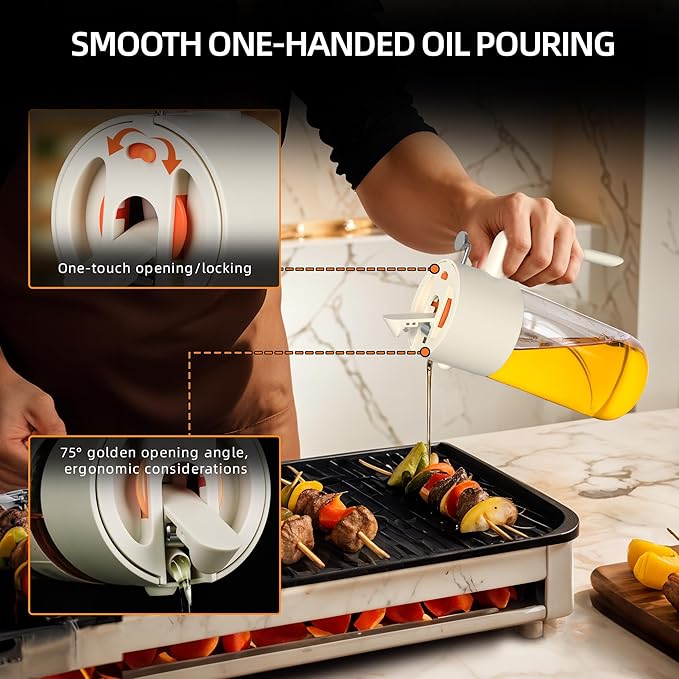 Oil Sprayer for Cooking, 2025 Large Advanced Olive Oil Dispenser Bottle,500ml/17oz Glass Olive Oil