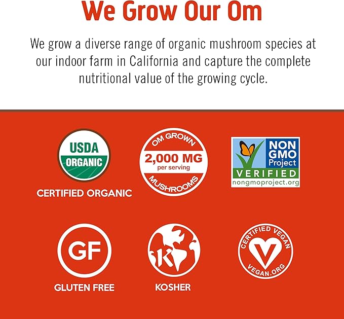 OM MUSHROOM SUPERFOOD Morning Energy Blend Mushroom Powder Drink, 8.47 Ounce Canister, Coffee Free