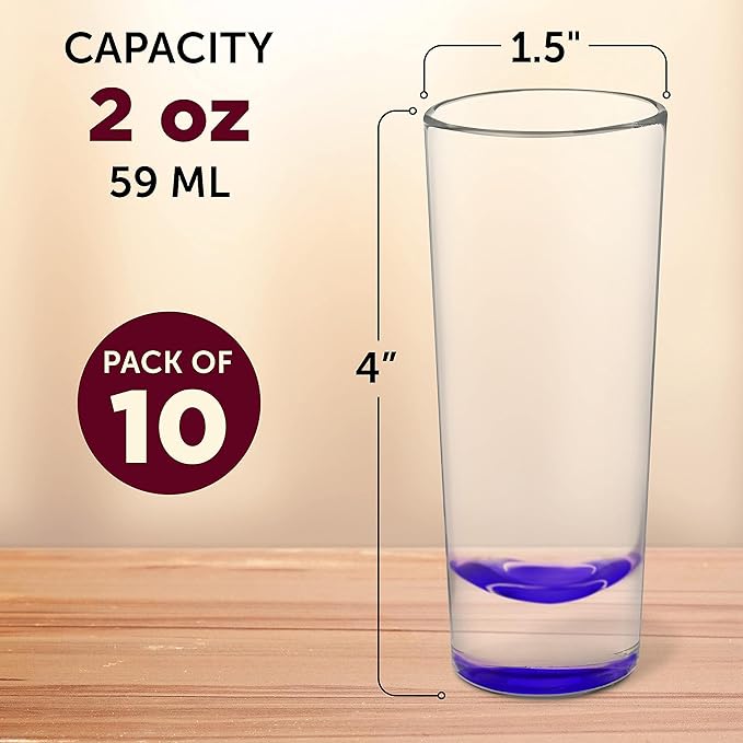 DISCOUNT PROMOS Cordial Shooter Shot Glasses 2 oz. Set of 10, Bulk Pack - Great for Birthdays