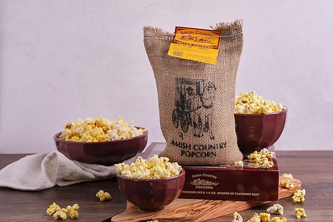 Amish Country Popcorn | 2 lb Burlap Bag | Medium Yellow Popcorn Kernels | Old Fashioned, Non-GMO