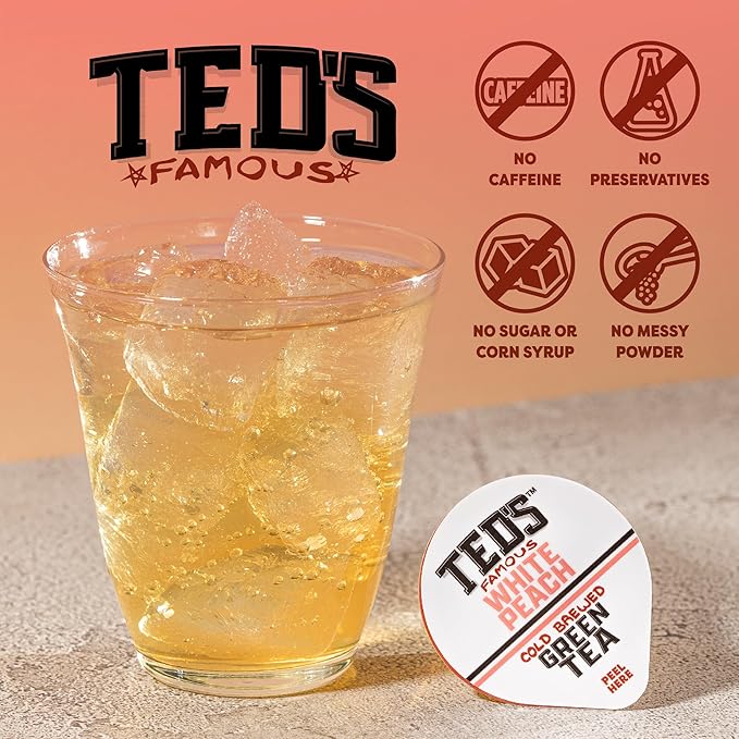 Ted's Tea by Java House - Single Serve Liquid Concentrate Pods - Peel and Pour - White Peach Green