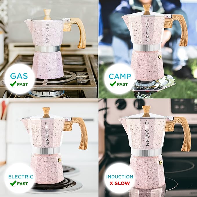 GROSCHE Milano Moka pot, Stovetop Espresso maker, Greca Coffee Maker, Stovetop coffee maker and