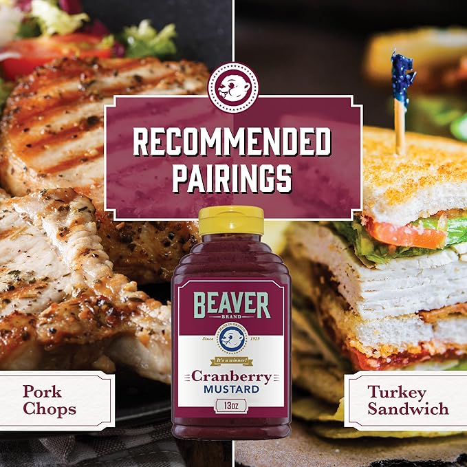 Beaver Cranberry Mustard, 13 oz squeeze bottle