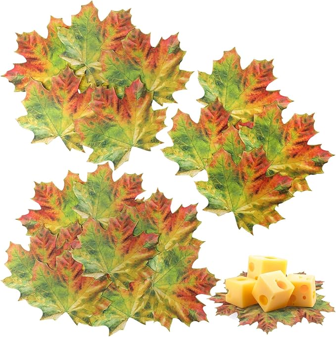 100 Pieces Parchment Fall Leaves Thanksgiving Cheese Paper Parchment Autumn Leaves Double Sided