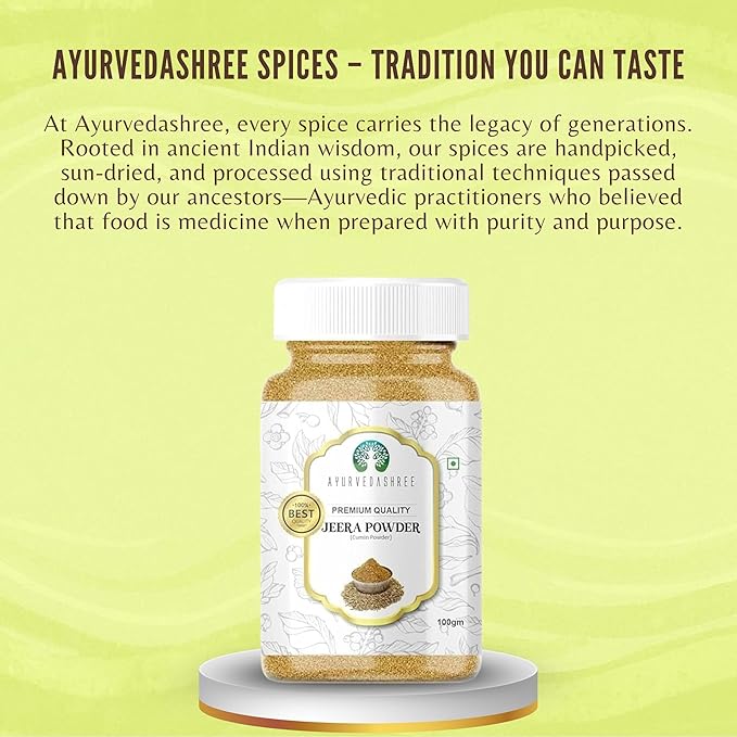 AYURVEDASHREE Cumin Seed Powder (Jeera Powder) Spice 100g, All Natural | 100% Pure | NON-GMO |