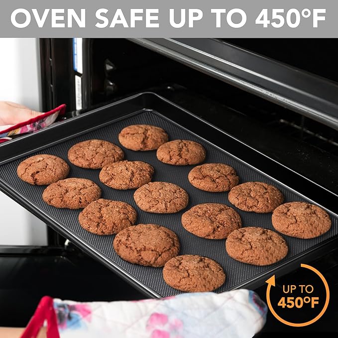 Tiawudi Baking Sheet Pan Set, 0.8mm Thick Heavy Duty Cookie Sheet with Diamond Texture Pattern