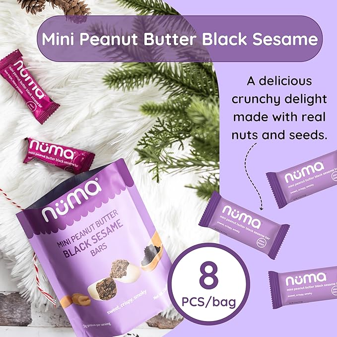 Mini Peanut Butter Black Sesame Bars – Vegan, Low Sugar, High Protein, Low Calorie, All Natural