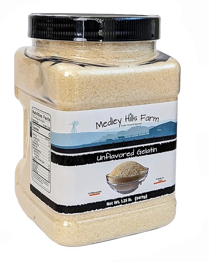 Unflavored Gelatin by Medley hills farm 1.25 lbs. in Reusable Container - Gelatin powder unflavored