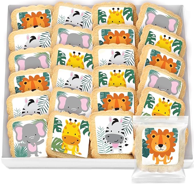 Safari Animal Cookies Theme Individually Wrapped themed Party Favors Baby Shower 24 Pack Bulk for