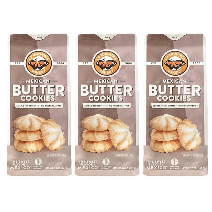 Mexican Butter Cookies, 3.6 Ounce (Pack of 3), Made with Real Butter and Simple Ingredients by La