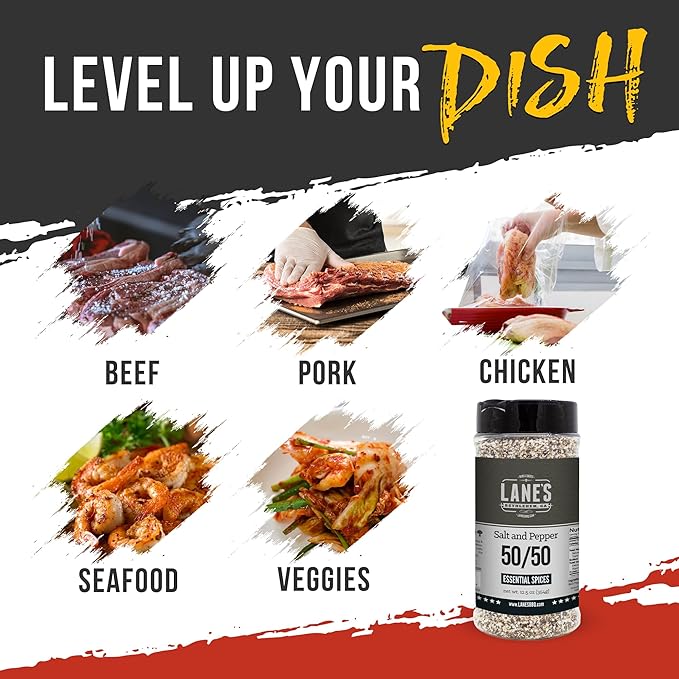 Lane's BBQ Salt and Pepper 50/50 | Coarse Salt and 16 Mesh Black Pepper | Bulk Spices | Gluten-Free