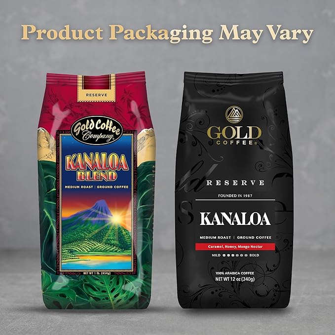 Gold Coffee | Kanaloa Premium House Blend, Medium Roast, Ground |100% Arabica Coffee, 1 lb.