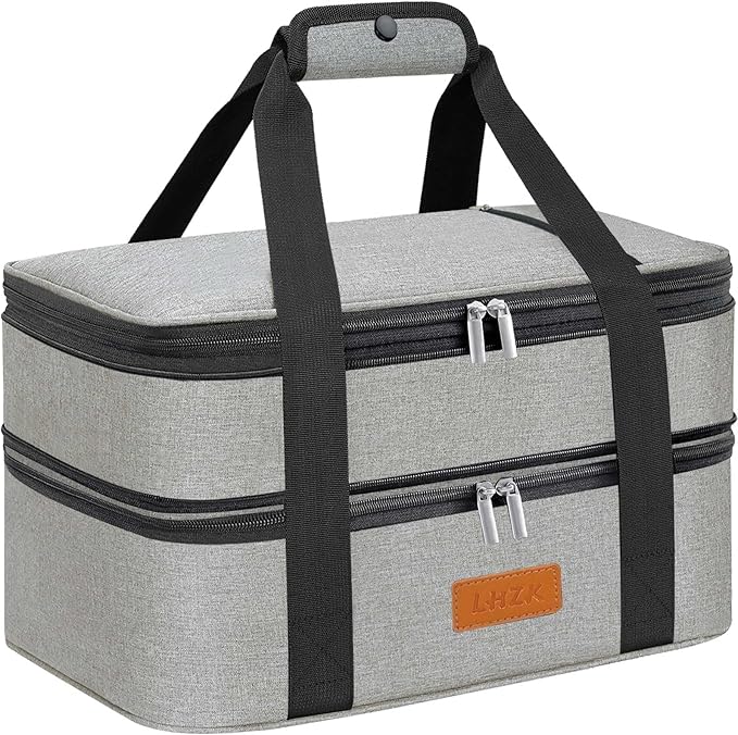 LHZK Double Insulated Casserole Carrier for Hot or Cold Food, Lasagna Holder Tote for Potluck