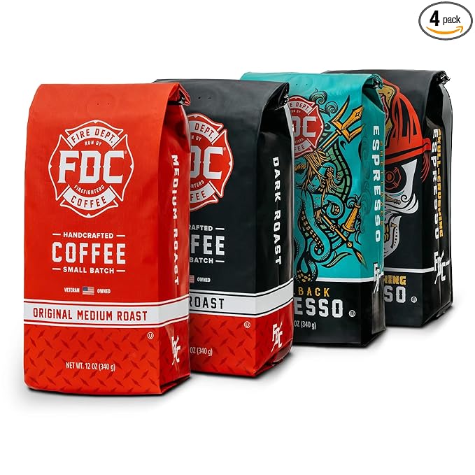 Fire Department Coffee - Gives Back to Firefighters - Rescue Variety Pack - Ground Coffee - Medium