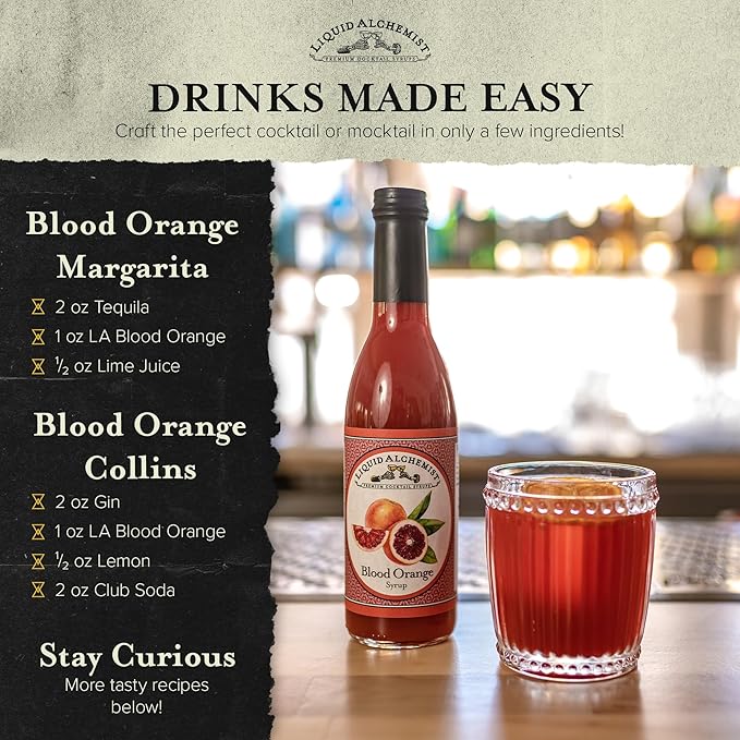Liquid Alchemist Blood Orange Syrup for Cocktails - Real Ingredients Make this the Perfect Winter