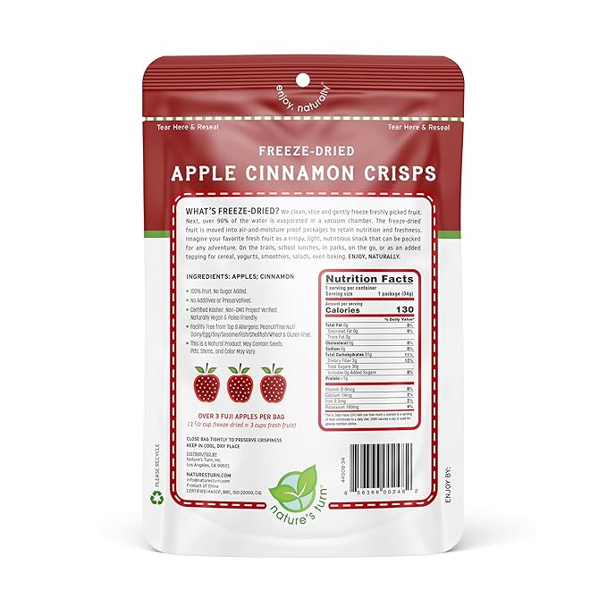 Nature???Turn Freeze-Dried Fruit Snacks, Apple Cinnamon Crisps, Pack of 2 (1.2 oz Each)