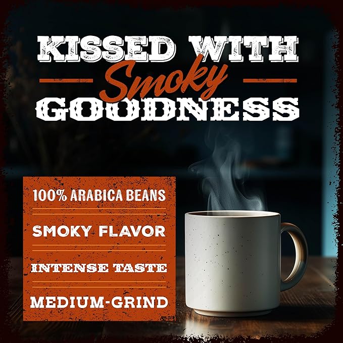 Rufus Teague Pitmaster Blend Ground Coffee, Gourmet Fresh Dark Roasted Coffee, Smoke Roasted Java
