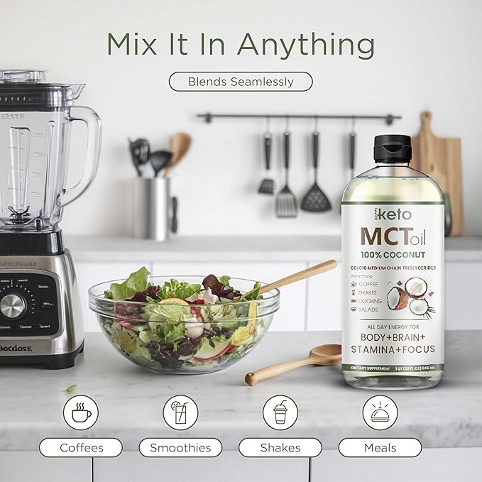 Keppi MCT Oil - From 100% Coconuts - Flavorless C8 and C10, Non-GMO, Certified Gluten-Free, Palm