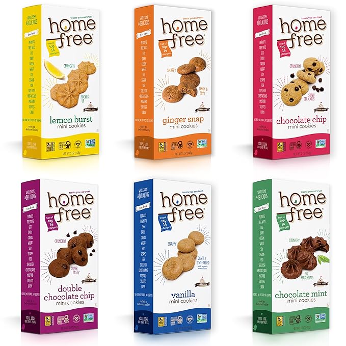 Homefree Treats — Vegan Cookies Variety Pack – Allergy Safe School Snacks – Peanut Free, Gluten