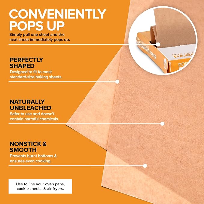 Stock Your Home 150 Ct Unbleached Parchment Paper Sheets, Pop Up Parchment Paper Sheets for Baking