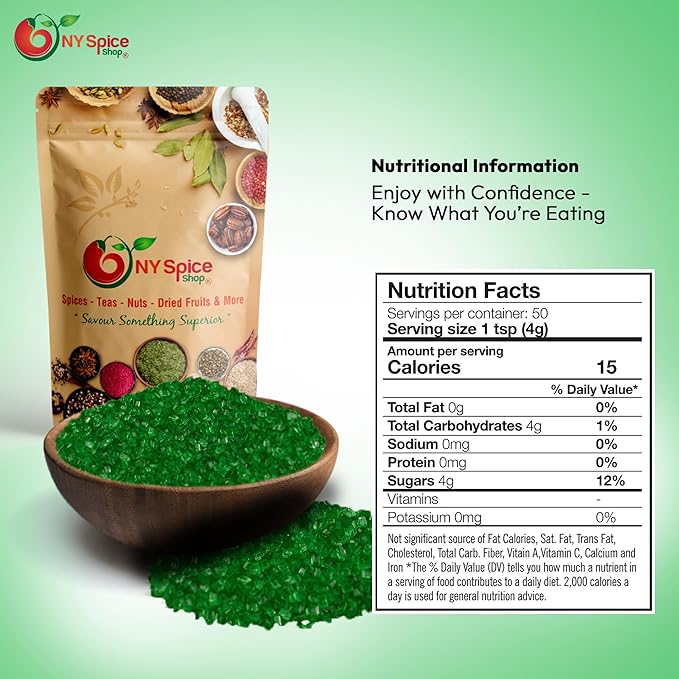 NY Spice Shop Green Sanding Sugar - 1 PoundSweet Colorful Edible Sprinkles For Candy Dish - Sugar