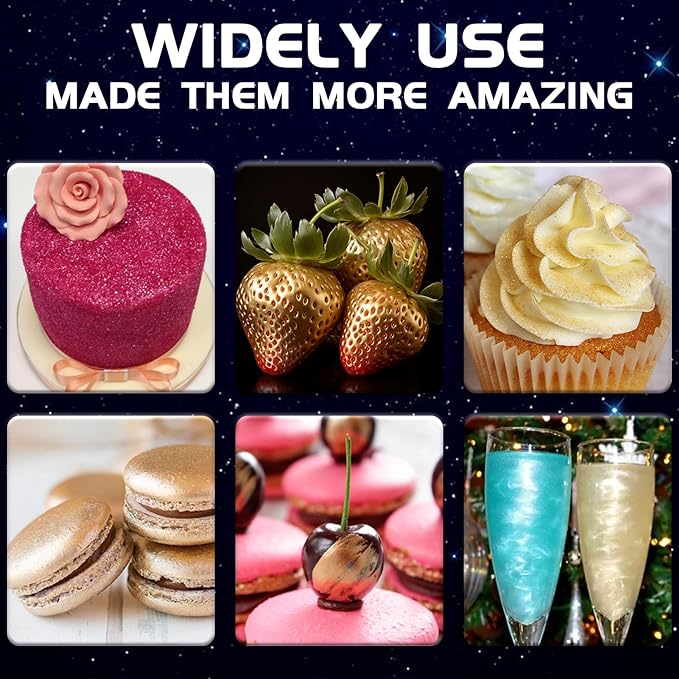Edible Glitter - 4 Colors Luster Dust Edible Glitter for Cocktails, Food Grade Cake Decorating