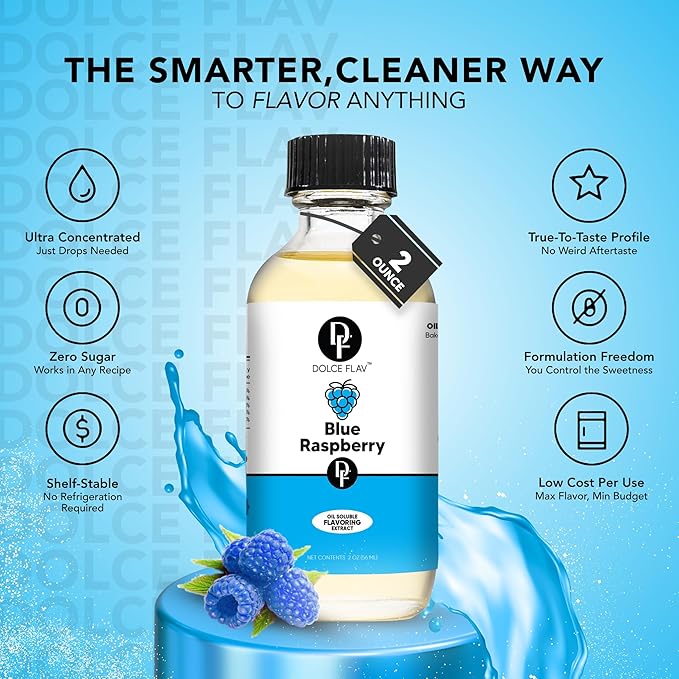 Dolce Flav Blue Raspberry Extract ??2 Ounce Oil-Soluble Kosher, Sugar-Free, Concentrated Blue