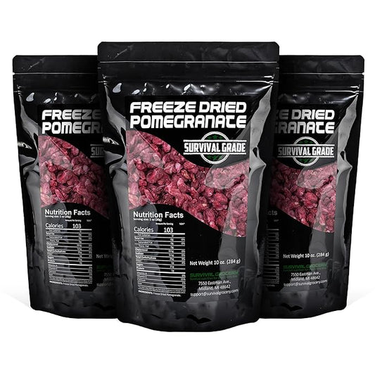 Survival Grocery짰 Freeze Dried Pomegranate Seeds/Arils ??No Sugar Added, No Preservatives, Rich in