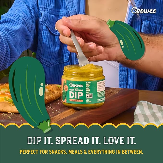 Growee Vegan Curry Zucchini Dip & Spread (2 Pack) ??Dairy-Free Queso & Salad Dressing Alternative